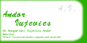 andor vujevics business card